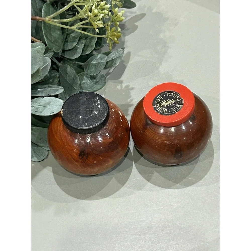 Vintage‎ California Redwood Wood Salt & Pepper Shakers 